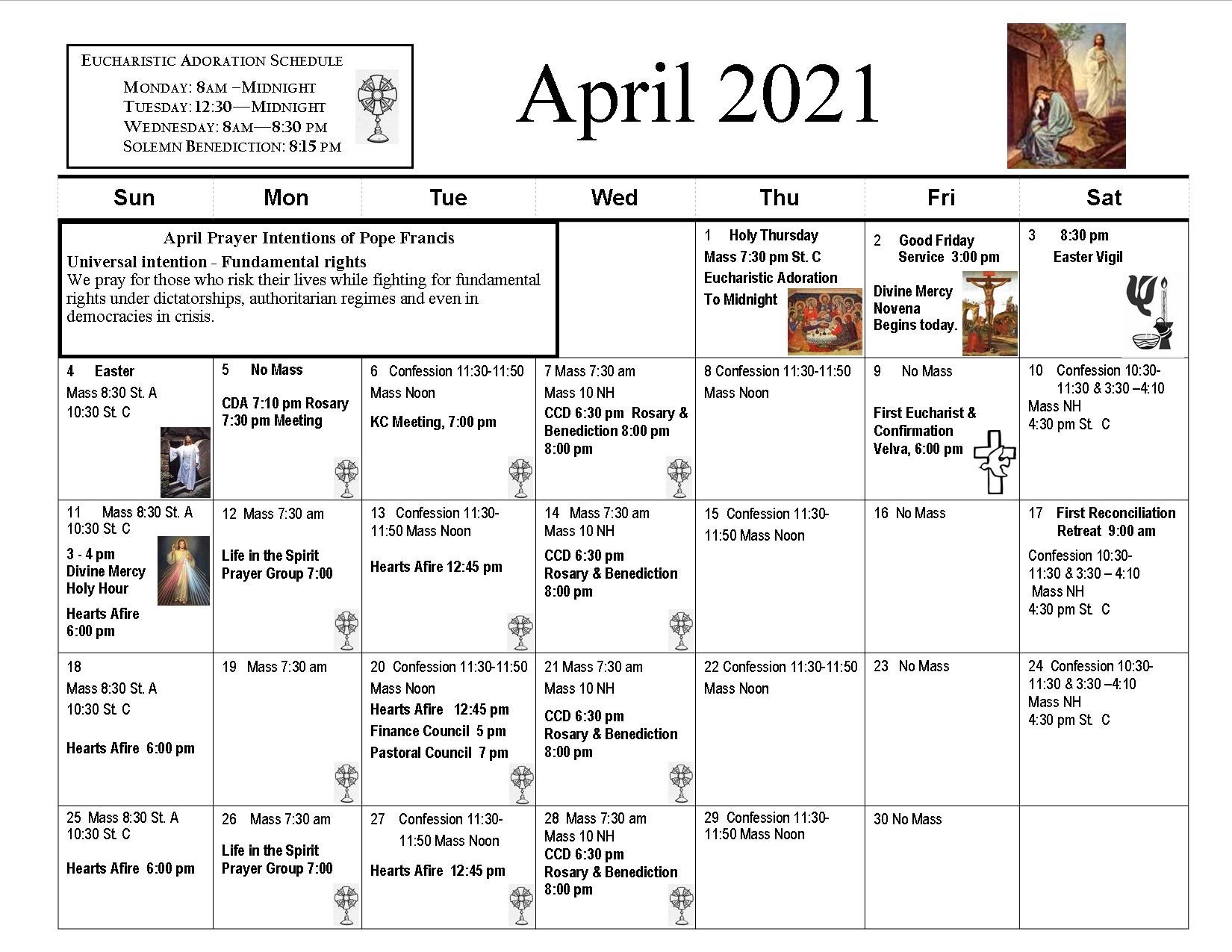 St. Cecilia's Monthly Calendar St. Cecilia Catholic Church